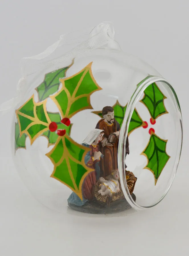 Weihnachtskugel aus Glas 10cm – Weihnachtskrippe (pic 3)