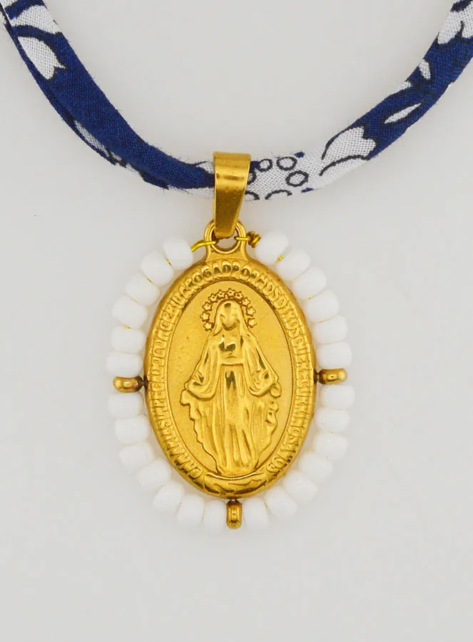 Wunderbare Medaille mit Perlen - Blaues Liberty Band (pic 1)