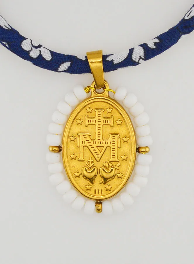 Wunderbare Medaille mit Perlen - Blaues Liberty Band (pic 2)