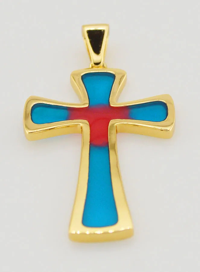 Kreuz Anhänger 4cm – Blau und Rot (pic 2)