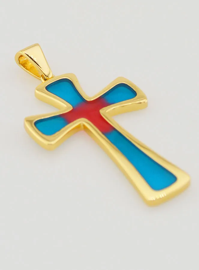 Kreuz Anhänger 4cm – Blau und Rot (pic 3)