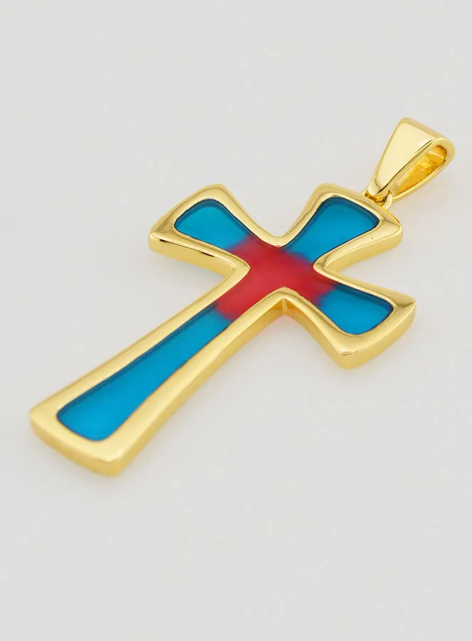 Kreuz Anhänger 4cm – Blau und Rot (pic 4)