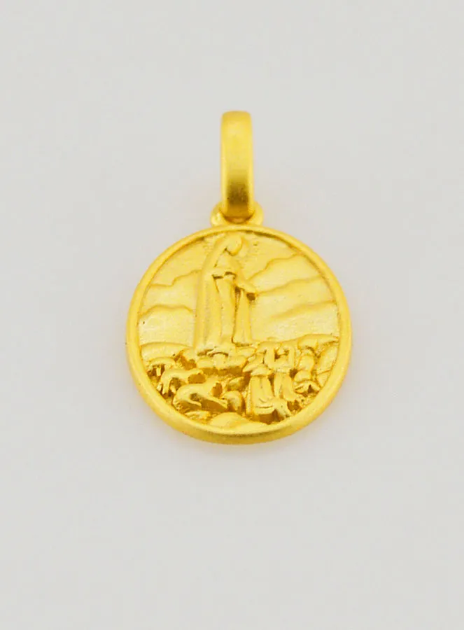 Medaille der Muttergottes von Fatima aus Silber, 18 Karat Vergoldet – 15mm (pic 2)