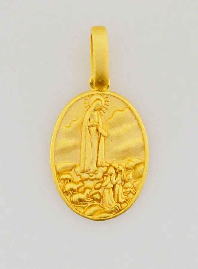 Anhänger der Muttergottes von Fatima aus Silber 18 Karat Vergoldet – 16mm (pic 1)