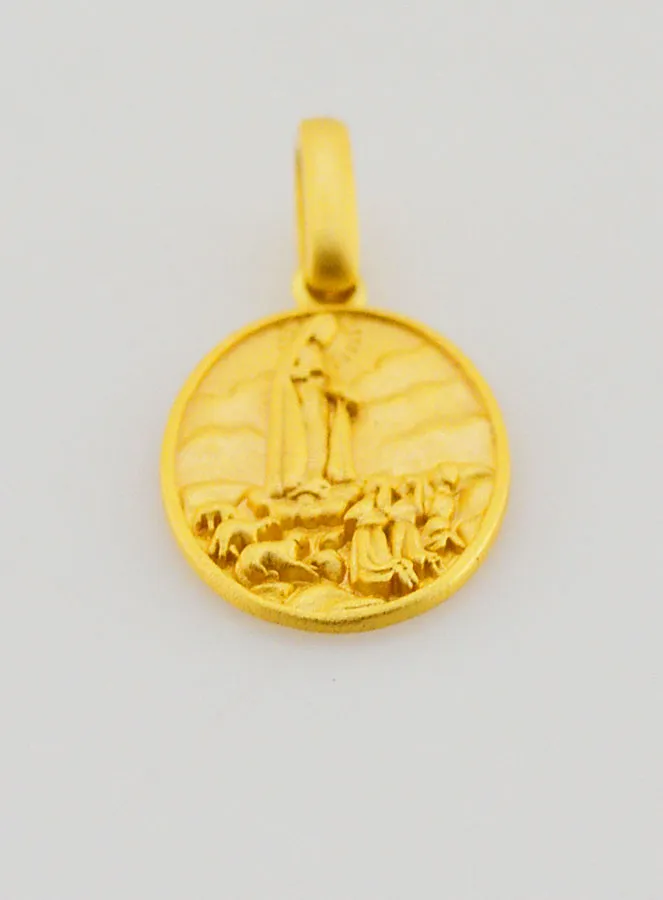 Anhänger der Muttergottes von Fatima aus Silber 18 Karat Vergoldet – 16mm (pic 2)