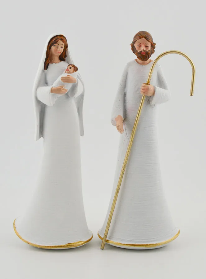 Moderne Heilige Familie in Weiß und Gold – 12cm (pic 1)