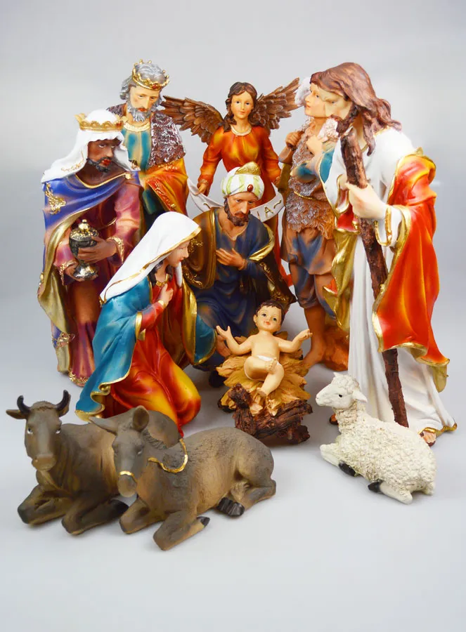 Große Vollständige Weihnachtskrippe mit 11 Figuren – 45cm (pic 1)