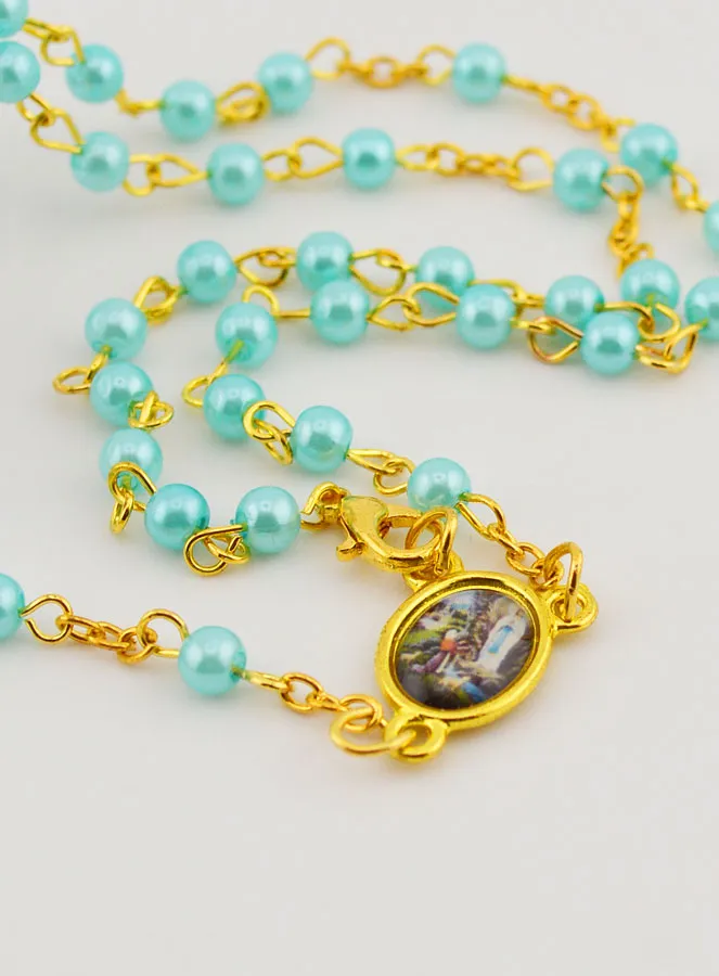 Rosenkranz Modisch Goldfarben Blau (pic 4)