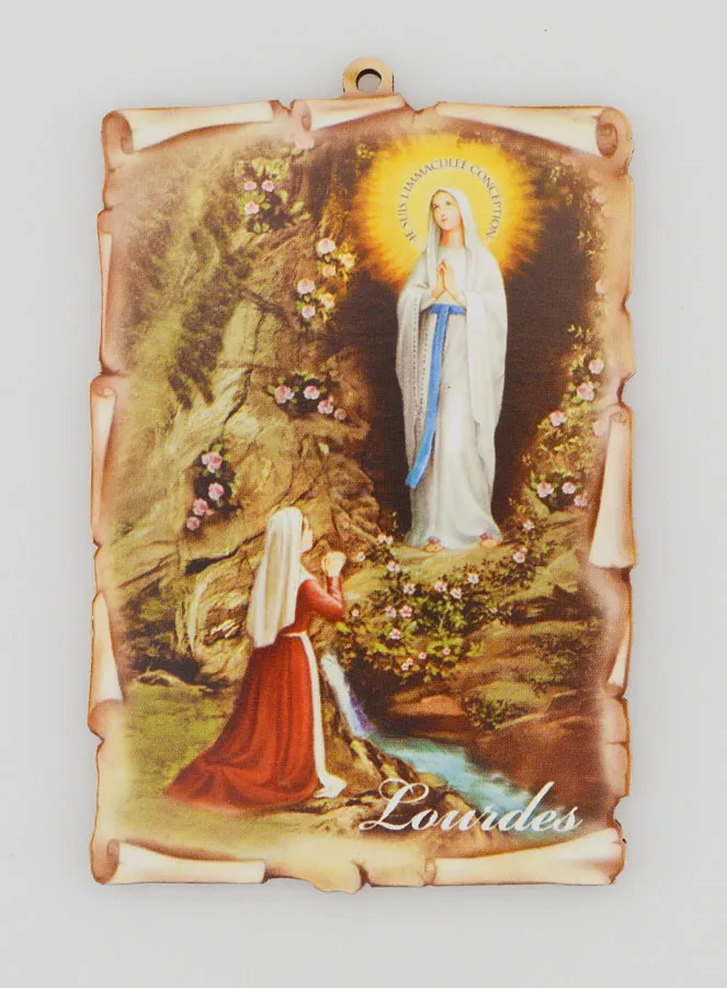 Geschenk Zehnerrosenkranz Holz + Ikone Souvenir von Lourdes (pic 3)