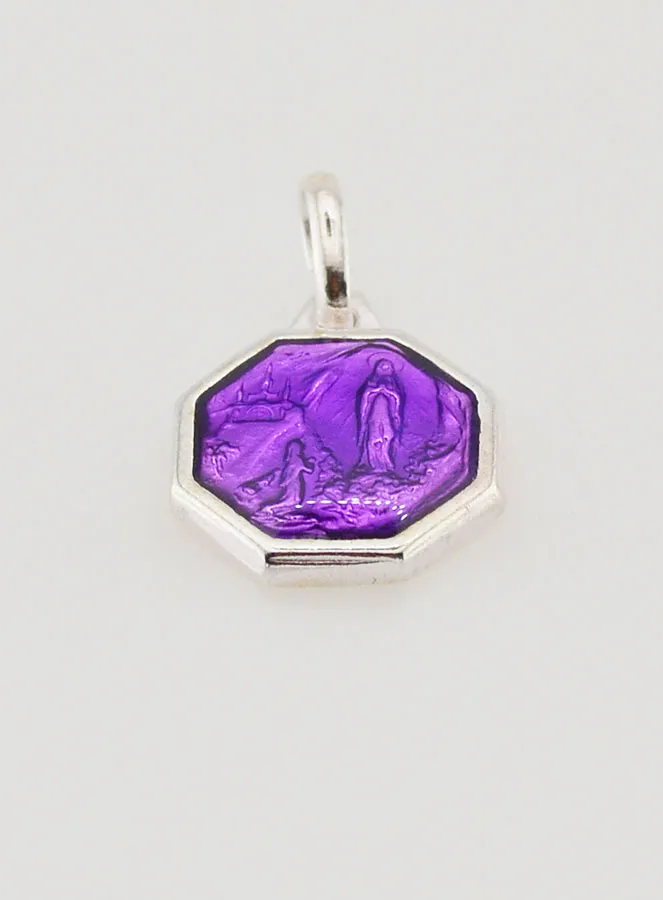 Medaille Unsere Liebe Frau von Lourdes 11mm - violett (pic 2)