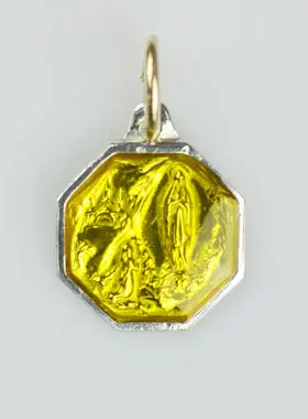 Medaille Unsere Liebe Frau von Lourdes 11mm - gelb (pic 1)