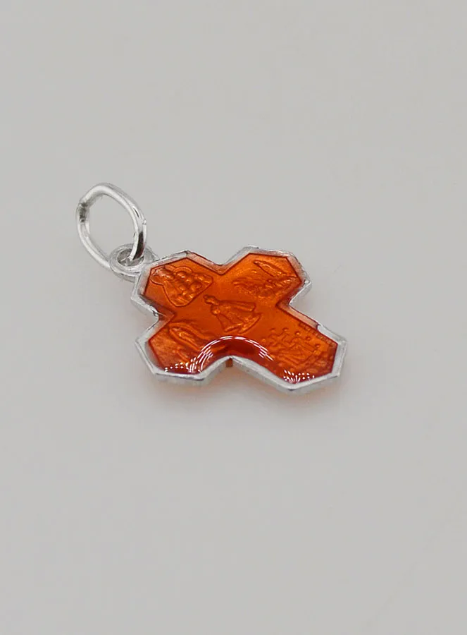 Anhänger Kreuz Schutzheilige 15 mm - Orange (pic 4)