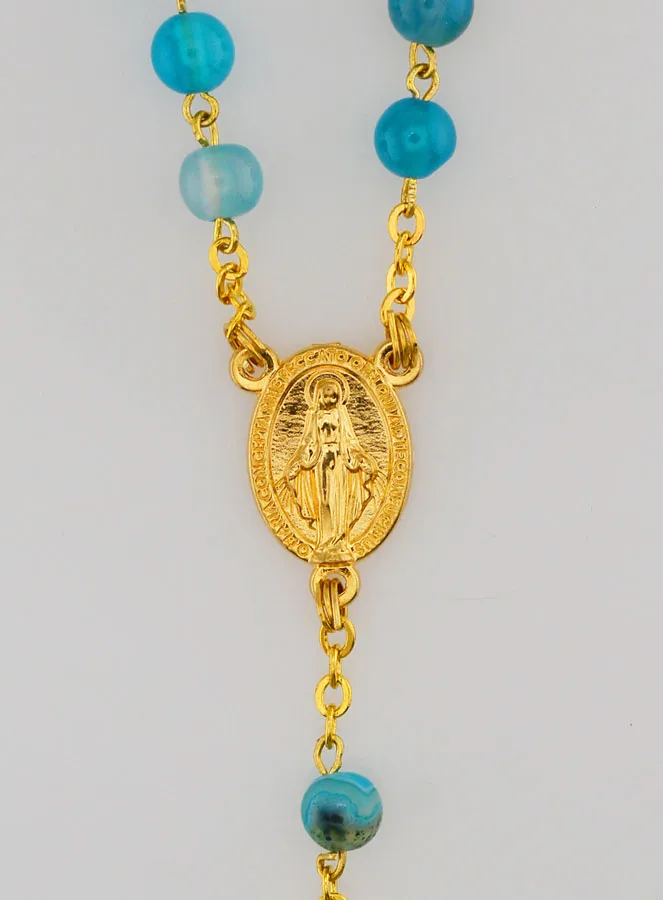 Rosenkranz Achat - Kette goldfarben (pic 4)