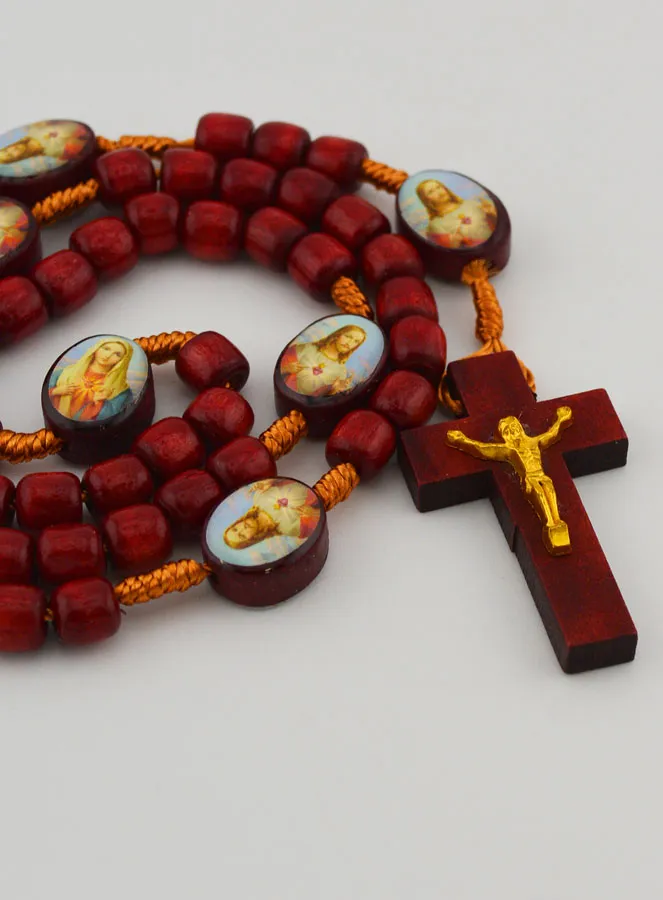 Rosenkranz der Vereinten Herzen Jesu und Mariens - Holz Perle (pic 3)