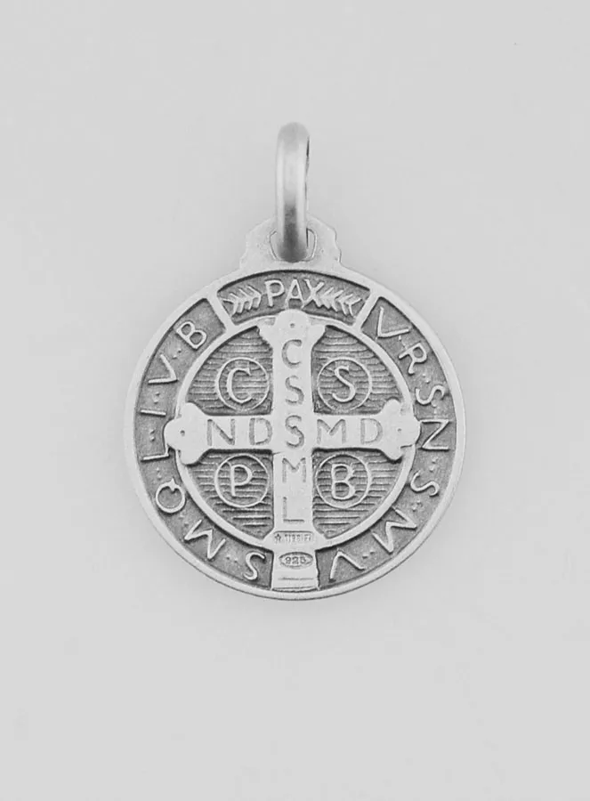 Benediktus - Medaille massiv Silber - 16mm (pic 4)