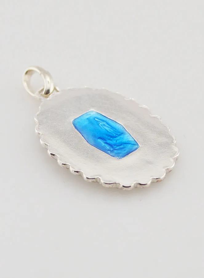 Medaille Jungfrau Maria echt Sterling Silber und Blau Emaille - 30mm (pic 4)