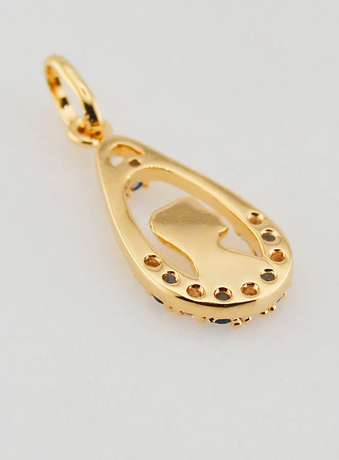 Maria Anhänger Tropfen - Strass Diamant Saphir Goldplattiert (pic 4)