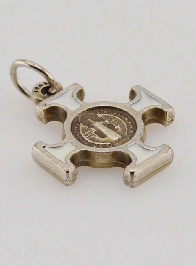 Anhänger Benediktuskreuz Metall - Weiss - 2cm (pic 4)
