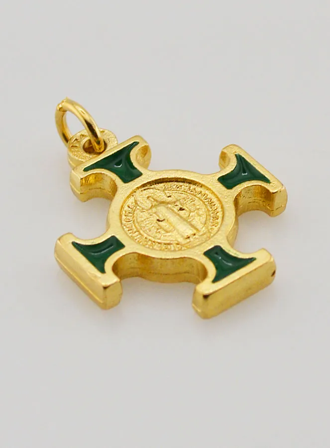 Anhänger Benediktuskreuz goldfarben - Grün - 2cm (pic 3)