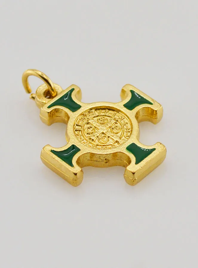 Anhänger Benediktuskreuz goldfarben - Grün - 2cm (pic 4)