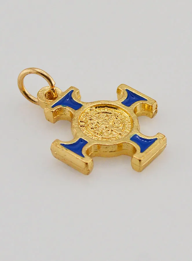 Anhänger Benediktuskreuz goldfarben - Blau - 2cm (pic 3)