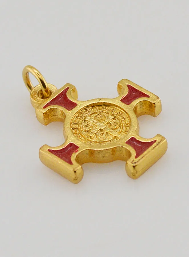 Anhänger Benediktuskreuz goldfarben - Rot - 2cm (pic 3)