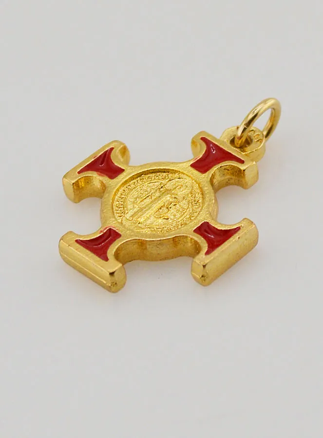 Anhänger Benediktuskreuz goldfarben - Rot - 2cm (pic 4)