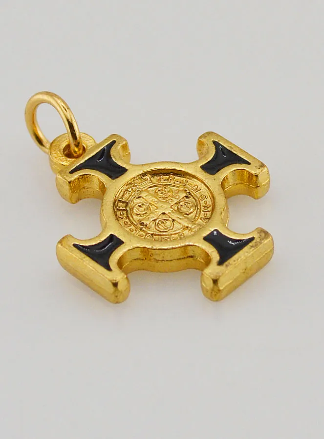Kreuzanhänger hl Benediktus goldfarben - Schwarz - 2cm (pic 3)