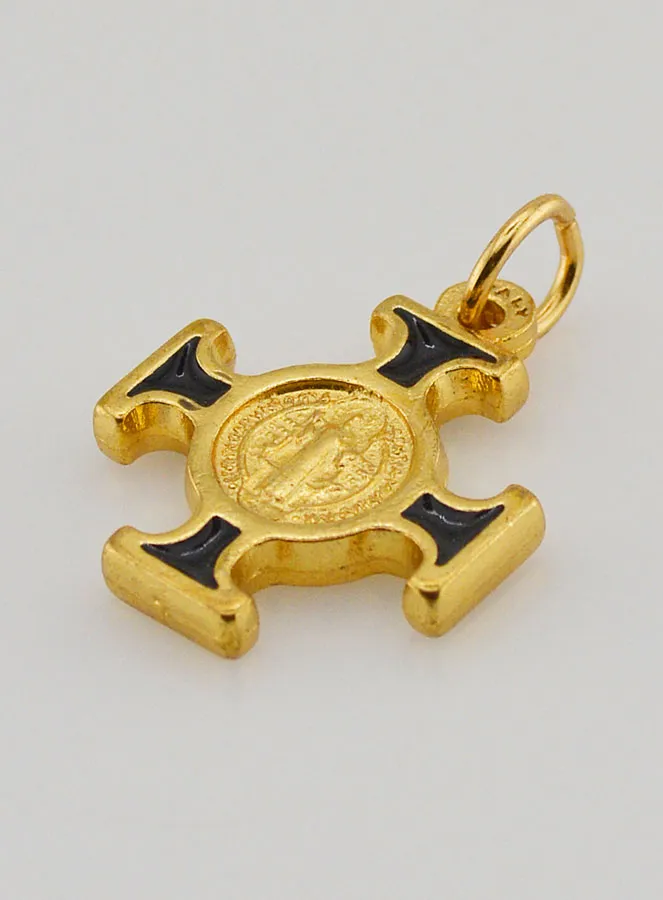 Kreuzanhänger hl Benediktus goldfarben - Schwarz - 2cm (pic 4)