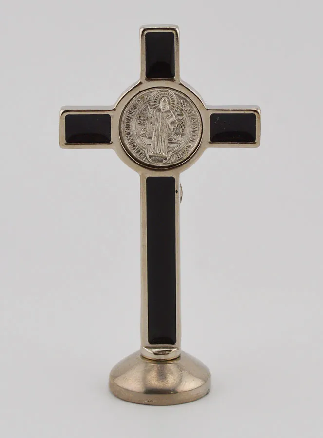 Benediktus - Kreuz silberfarben auf Sockel - Schwarz (pic 4)