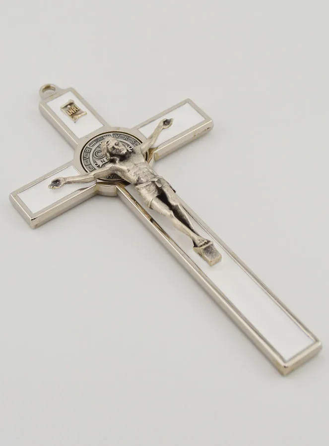 Benediktuskreuz Kruzifix - Metall Weiss (pic 3)