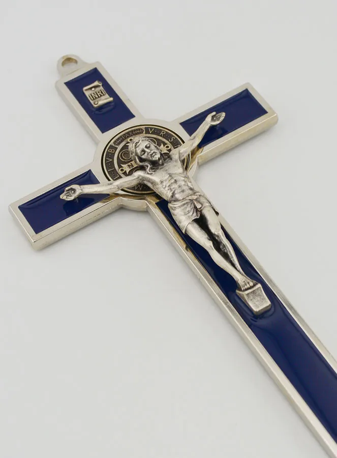 Benediktus - Kreuz Kruzifix - 20cm - Metall Blau (pic 3)