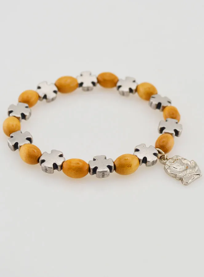 Rosenkranz Armband Holz und Silberkreuz (pic 3)
