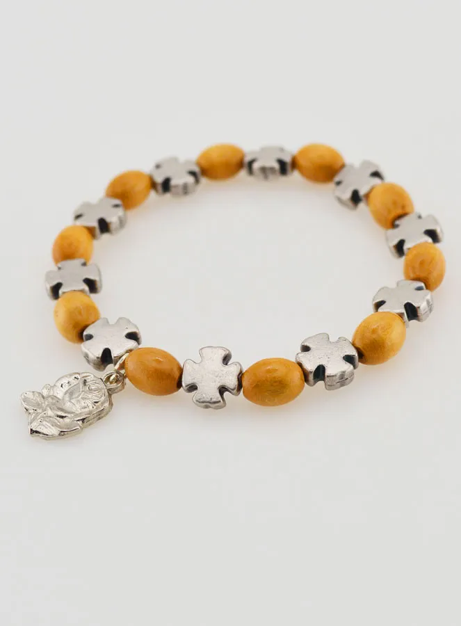 Rosenkranz Armband Holz und Silberkreuz (pic 4)
