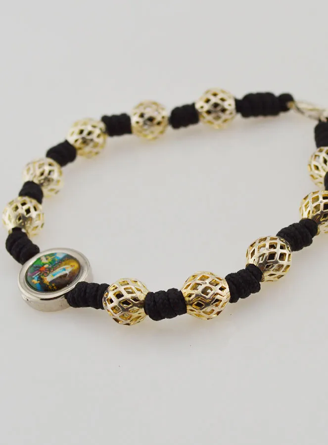 Zehnerrosenkranz Armband Perlen hohl und Lourdes Medaille (pic 4)