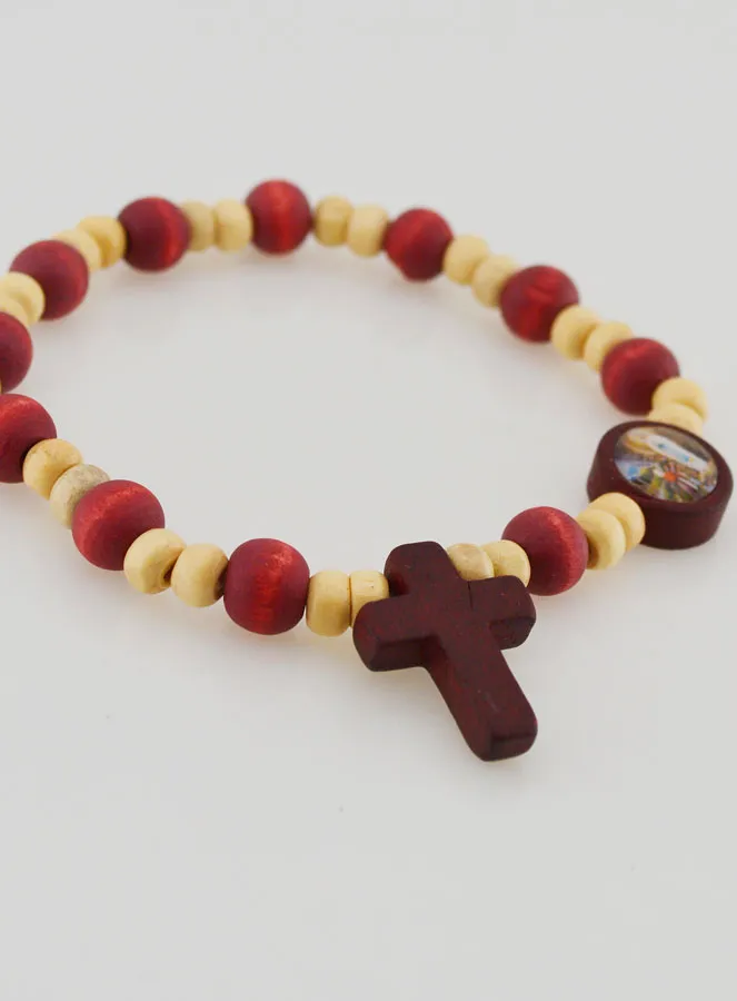 Zehnerrosenkranz Armband Holz zweifarbig - Lourdes Medaille (pic 3)