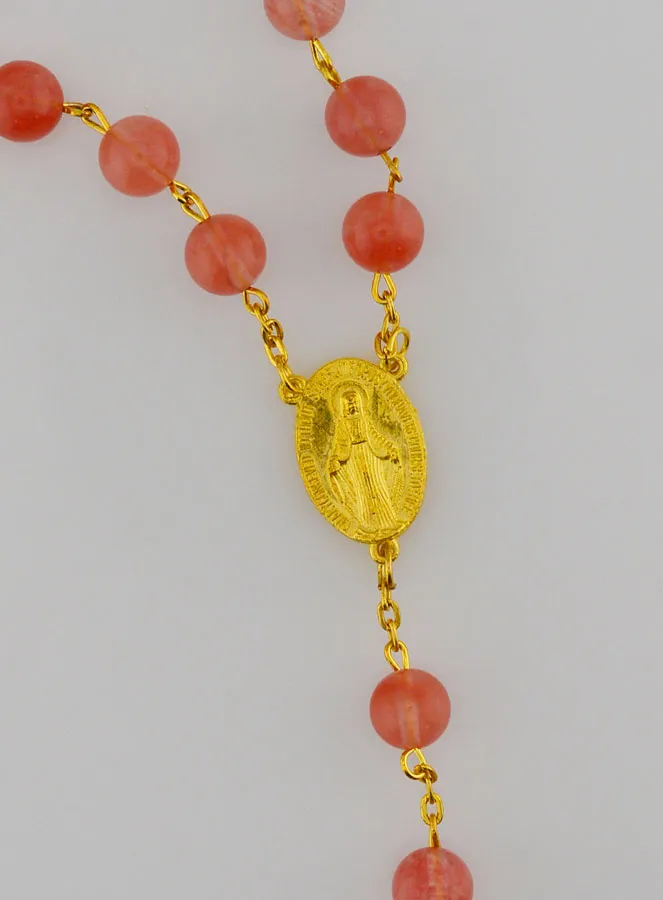 Rosenkranz Rosa Perlen und Vergoldete Kette (pic 4)