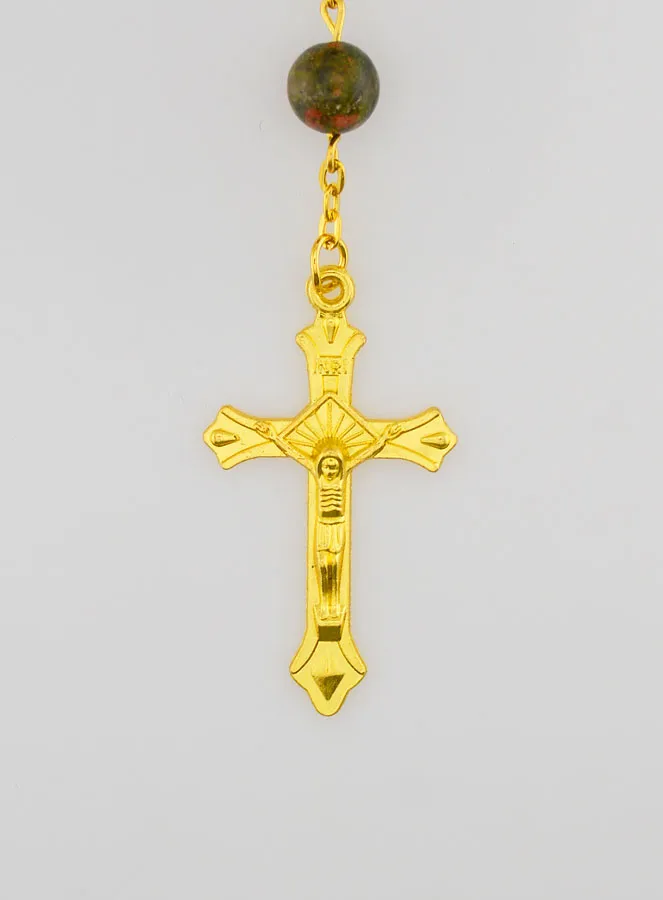 Rosenkranz Unakit Stil und Vergoldete Kette (pic 3)