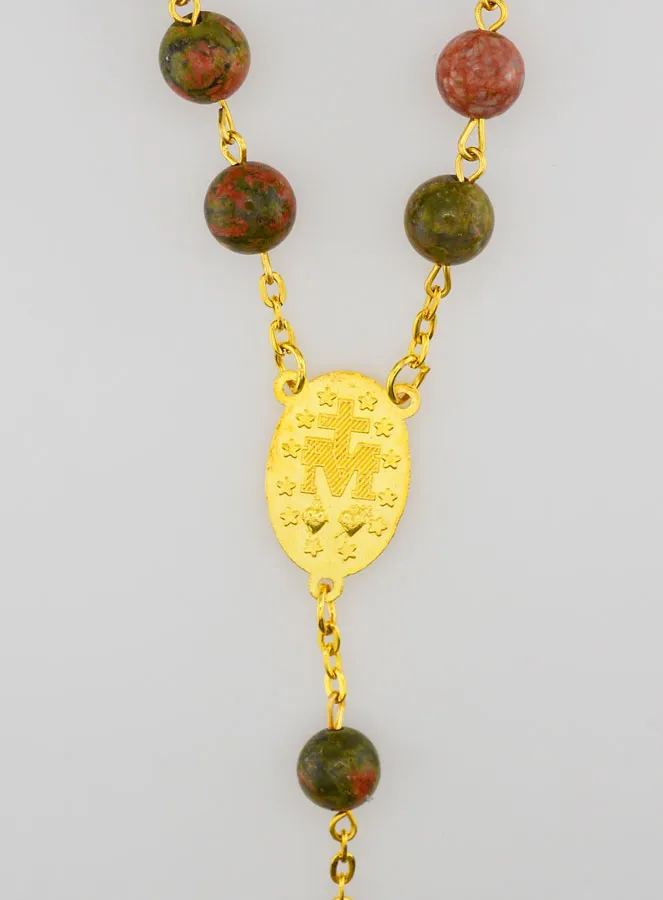 Rosenkranz Unakit Stil und Vergoldete Kette (pic 4)