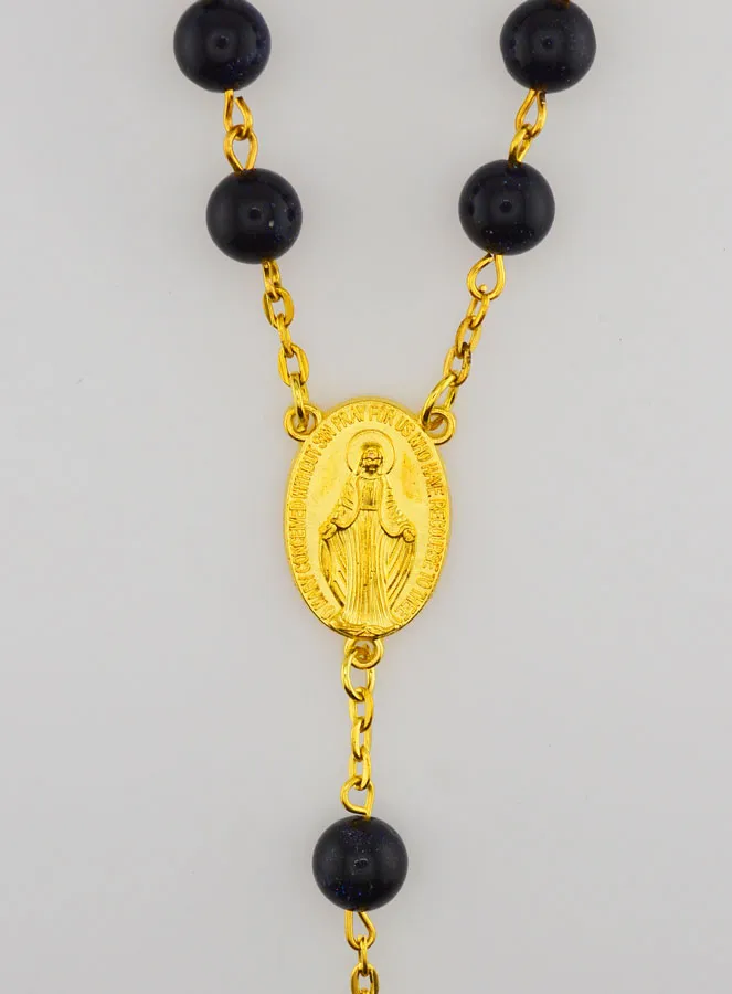 Rosenkranz in Sodalith Stil und Vergoldete Kette (pic 4)