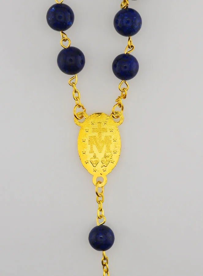 Rosenkranz Lapislazuli Stil und Goldkette (pic 4)