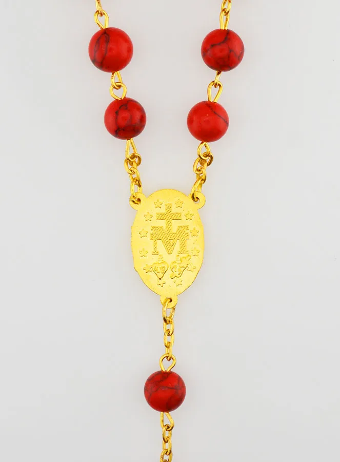Rosenkranz Koralle - Vergoldete Kette (pic 4)