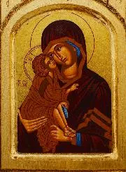 Ikone Triptychon Muttergottes von Vladimir auf Blattgold - 26 cm