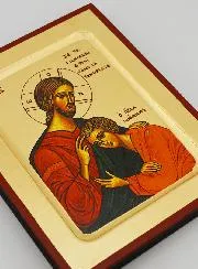 Byzantinische Ikone Heiliger Johannes und Jesus Christus - 17cm