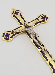 Kruzifix Kreuz Glasmalerei Metall Goldfarben - 17cm