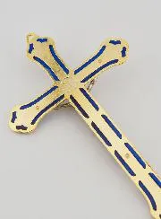Kruzifix Kreuz Glasmalerei Metall Goldfarben - 17cm