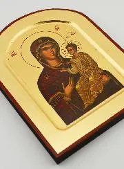 Runde Ikone Gottesmutter von der Pforte - Blattgold - 17 cm