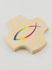 Kinderkreuz aus Lindenholz - Ichthys Fisch