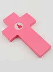 Kinderkreuz aus Holz Kinder der Welt Rosa