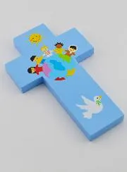 Handbemaltes Kinderkreuz aus Holz Kinder der Welt